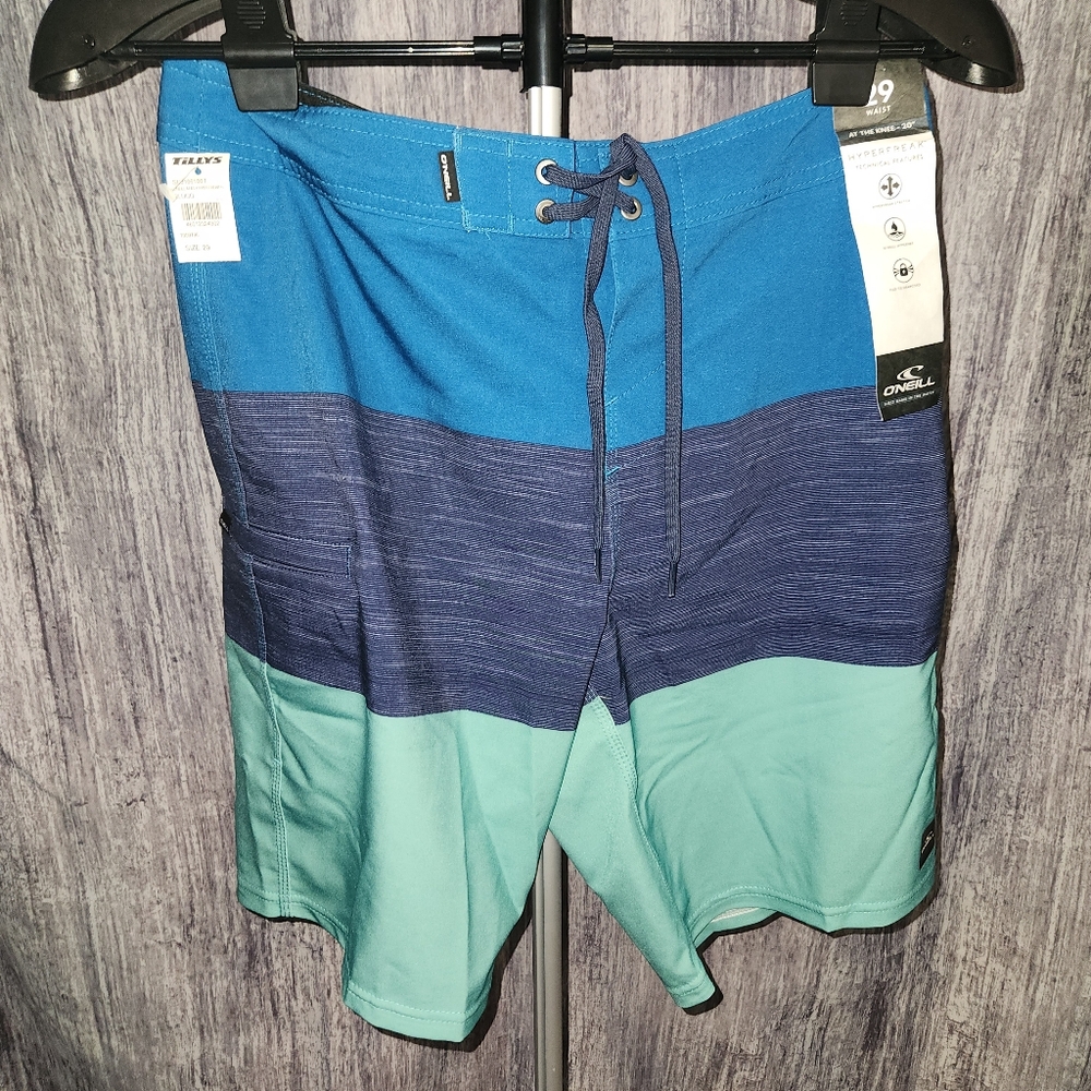 O'Neill Hyperfreak Board Shorts 29 Blue Teal‎ Colorblock Swim Trunks Drawstring